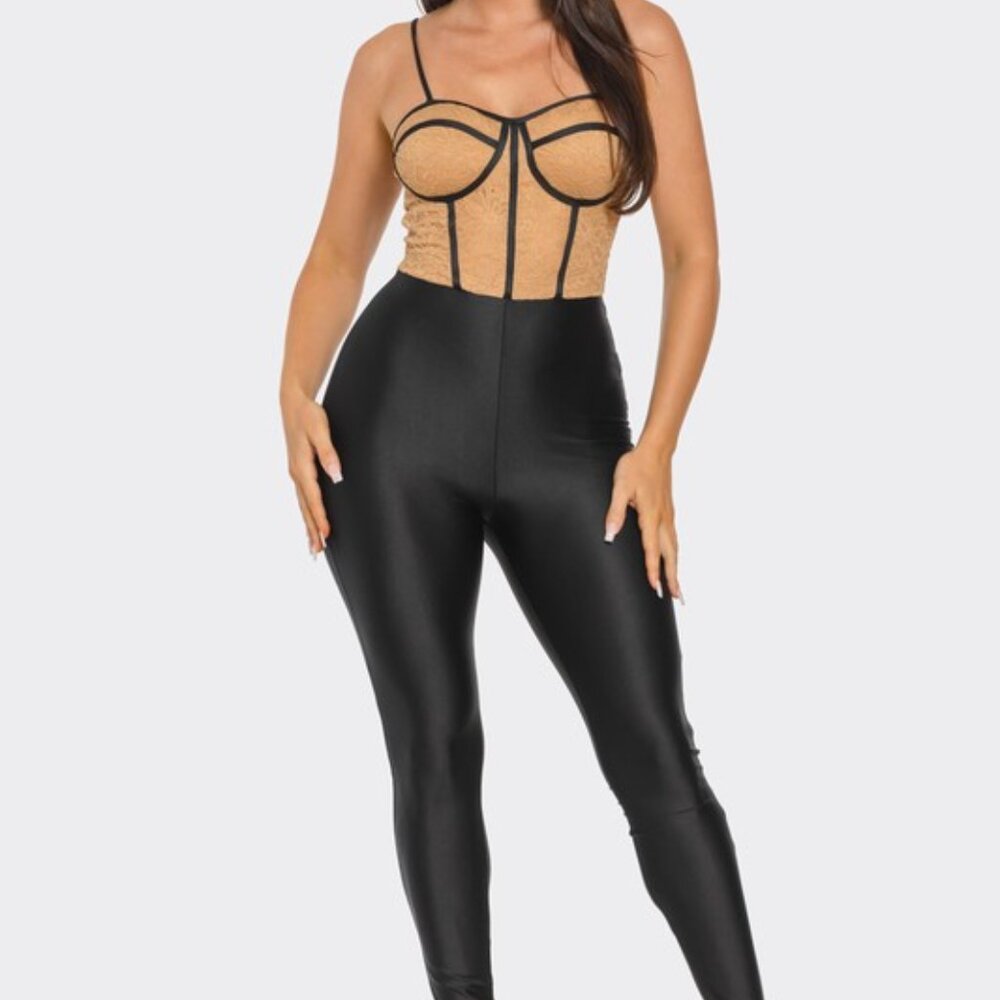 Lace Corset Style Detail Jumpsuit